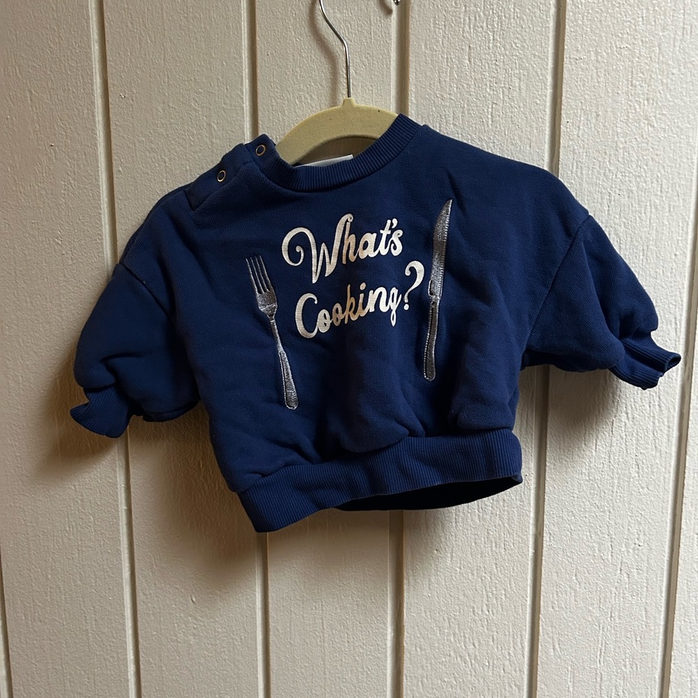Mini Rodini Navy 'What's Cooking?' Embroidered Sweatshirt